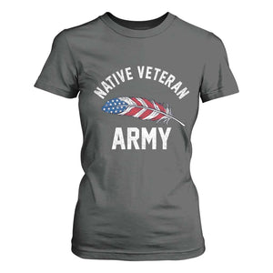 Native American Army Veteran US Flag Indigenous Soldier T Shirt For Women