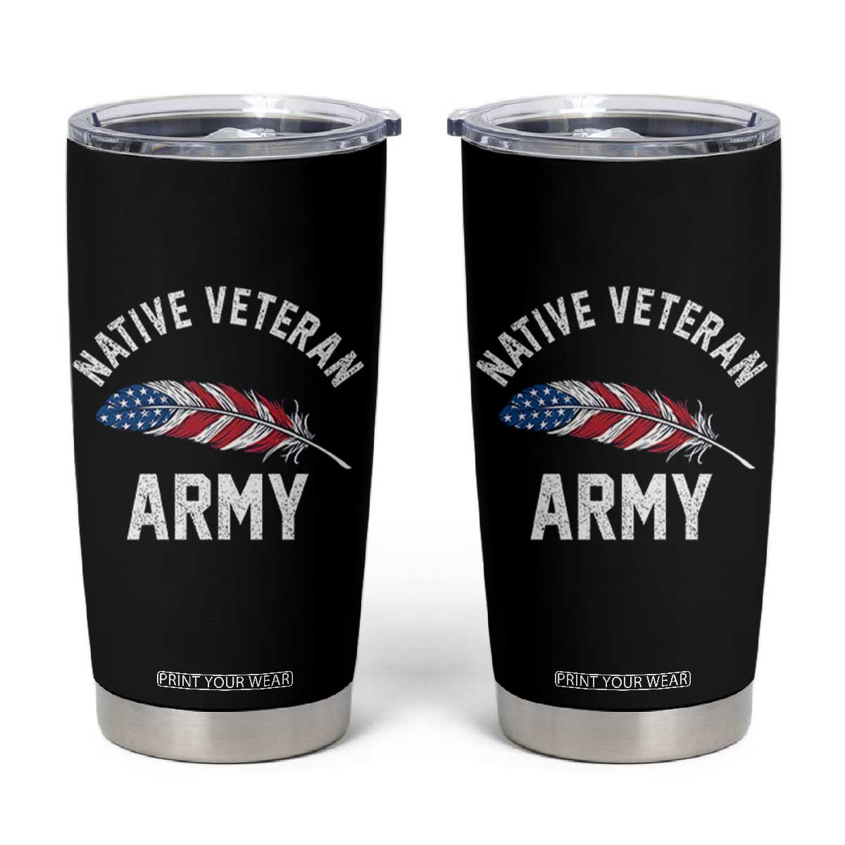 Native American Army Veteran US Flag Indigenous Soldier Tumbler Cup