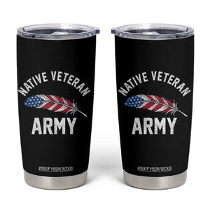 Native American Army Veteran US Flag Indigenous Soldier Tumbler Cup