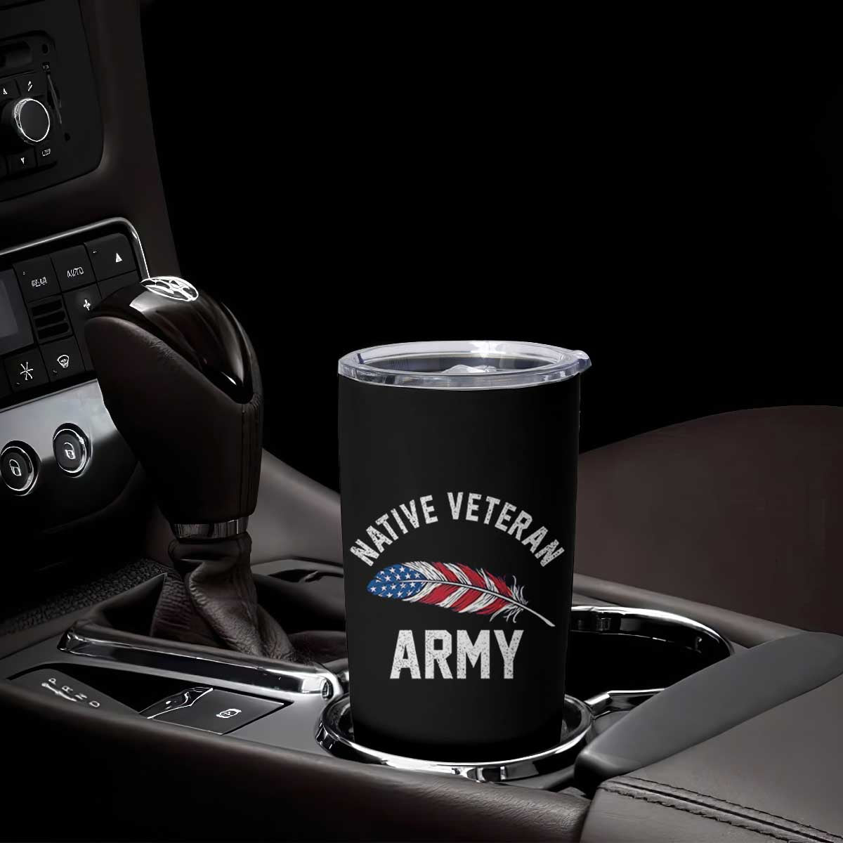 Native American Army Veteran US Flag Indigenous Soldier Tumbler Cup