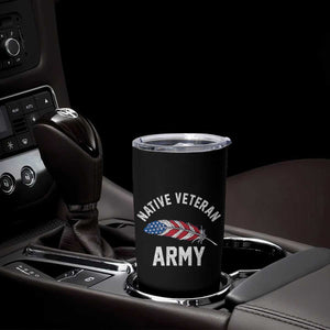 Native American Army Veteran US Flag Indigenous Soldier Tumbler Cup