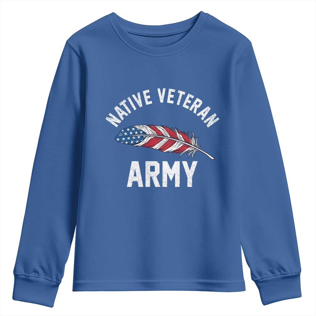 Native American Army Veteran US Flag Indigenous Soldier Youth Sweatshirt