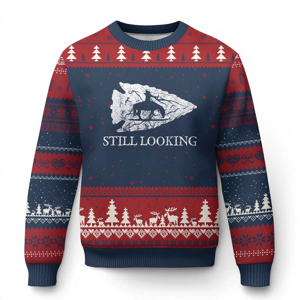 Arrowhead Hunter Native American Ugly Christmas Sweater Relic Hunter Ancient Artifacts Collection TS14 Navy Red Print Your Wear