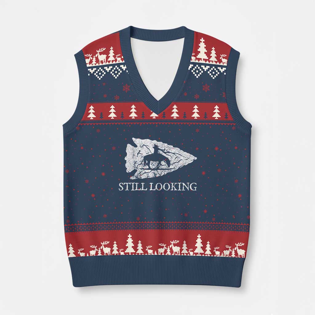 Arrowhead Hunter Native American V-Neck Knit Sweater Vest Relic Hunter Ancient Artifacts Collection TS14 Navy Red Print Your Wear