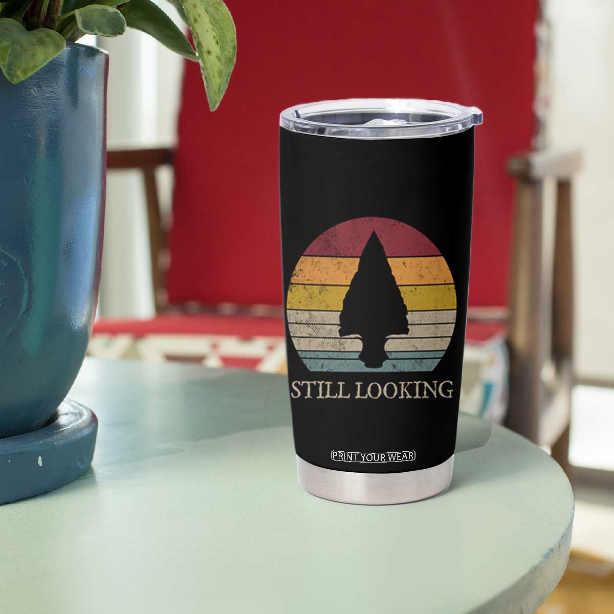 Arrowhead Hunter Native American Tumbler Cup Ancient Artifacts Relic Hunting Vintage Sunset