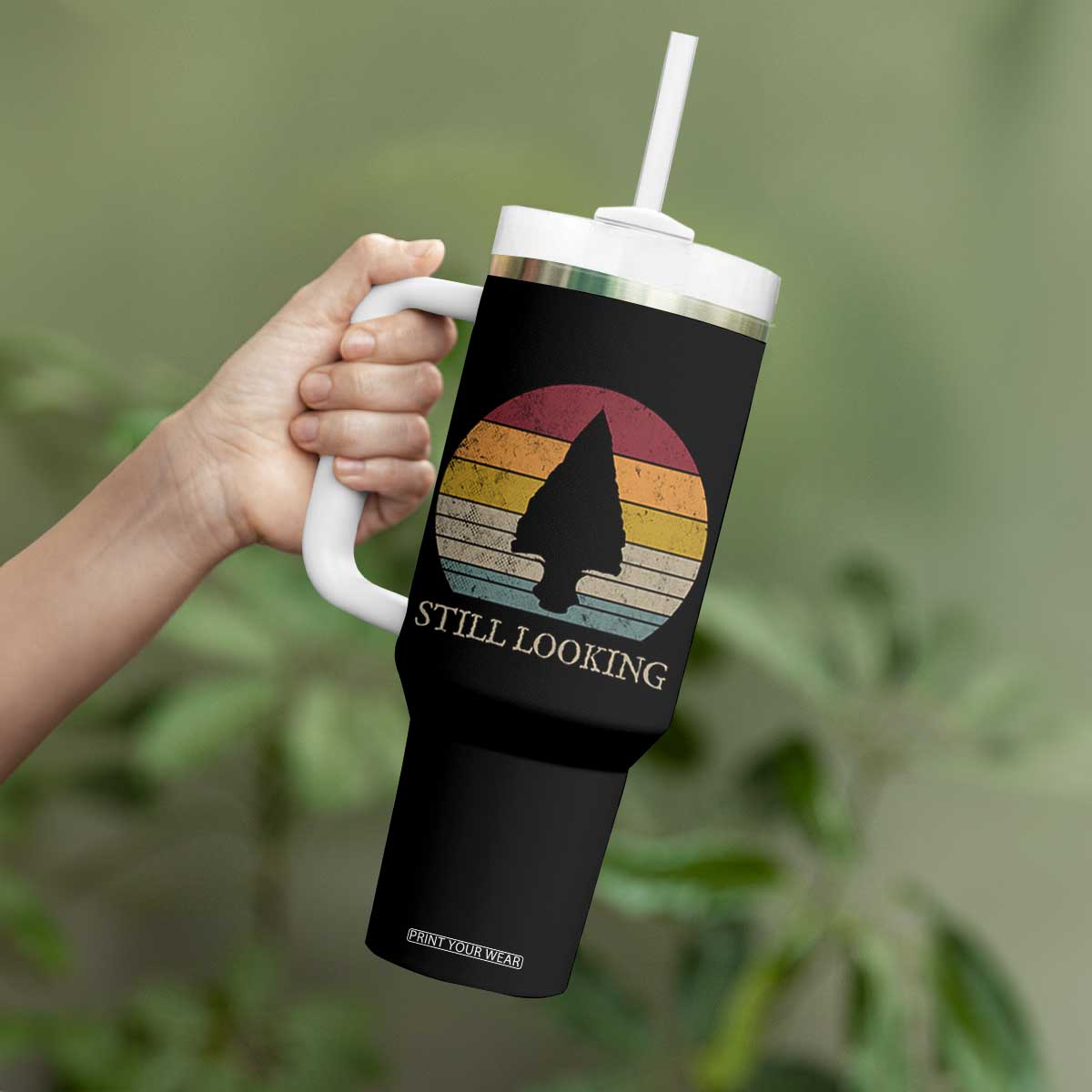 Arrowhead Hunter Native American Tumbler With Handle Ancient Artifacts Relic Hunting Vintage Sunset