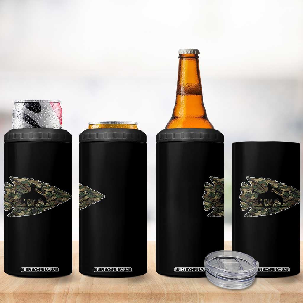Arrowhead Hunter Native American Camouflage USA Flag 4 in 1 Can Cooler Tumbler