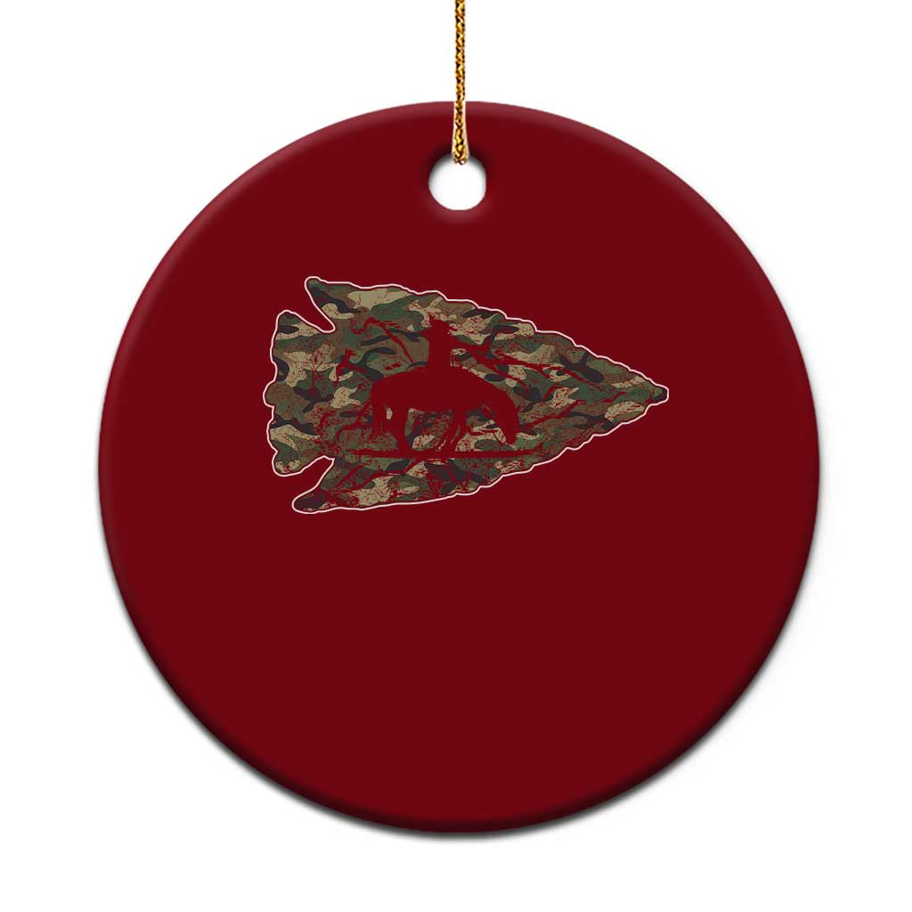 Arrowhead Hunter Native American Camouflage USA Flag Ceramic Ornament