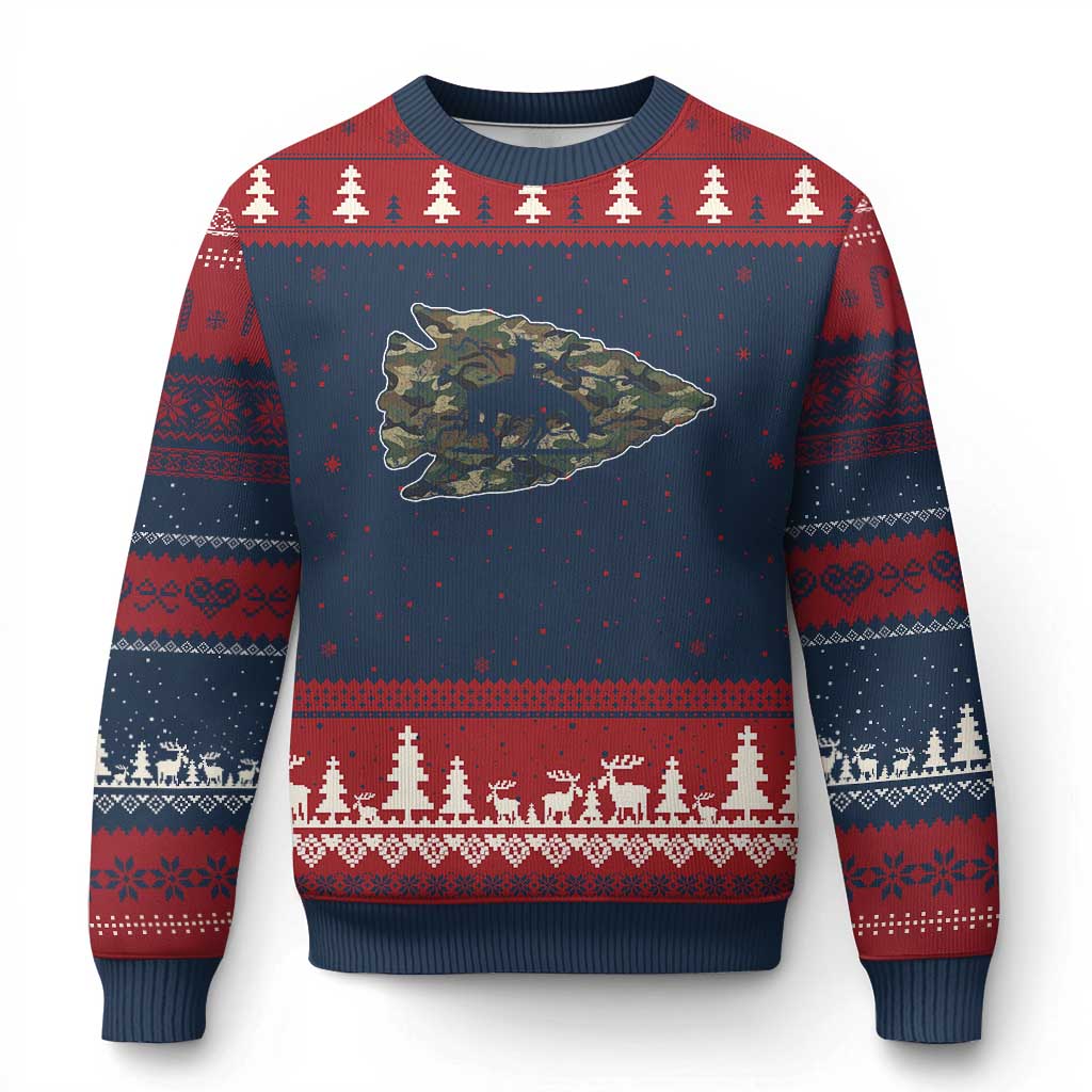 Arrowhead Hunter Native American Camouflage USA Flag Ugly Christmas Sweater TS14 Navy Red Print Your Wear