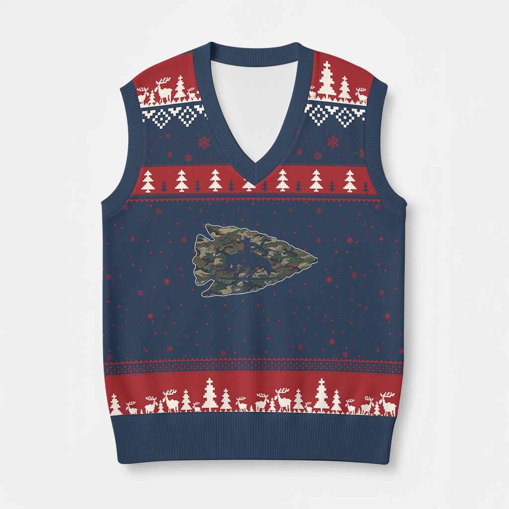 Arrowhead Hunter Native American Camouflage USA Flag V-Neck Knit Sweater Vest TS14 Navy Red Print Your Wear