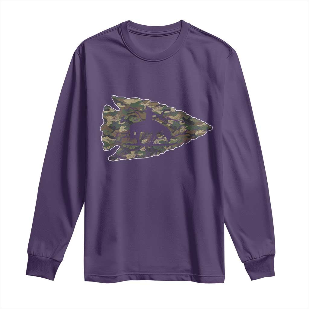 Arrowhead Hunter Native American Camouflage USA Flag Long Sleeve Shirt