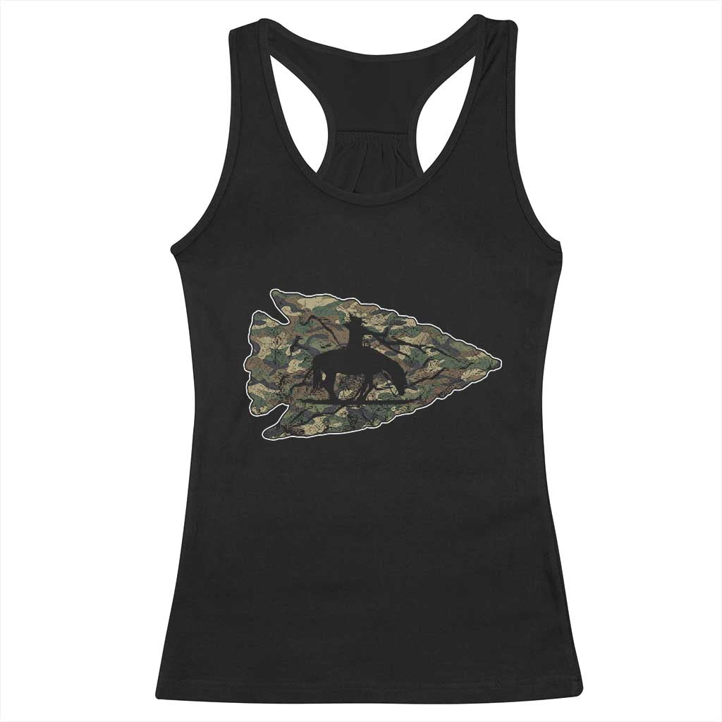 Arrowhead Hunter Native American Camouflage USA Flag Racerback Tank Top