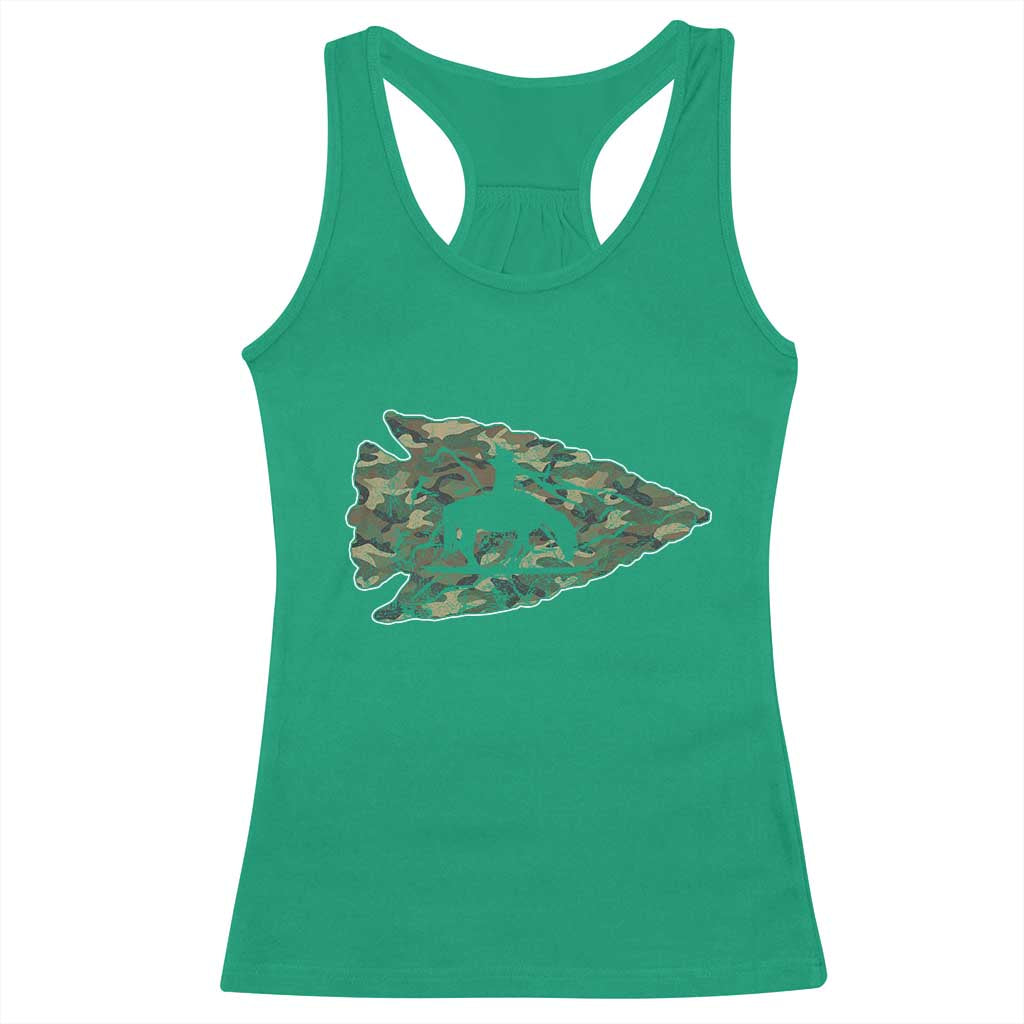 Arrowhead Hunter Native American Camouflage USA Flag Racerback Tank Top