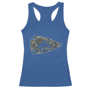 Arrowhead Hunter Native American Camouflage USA Flag Racerback Tank Top