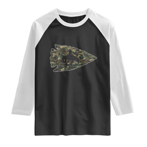 Arrowhead Hunter Native American Camouflage USA Flag Raglan Shirt