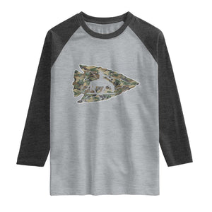 Arrowhead Hunter Native American Camouflage USA Flag Raglan Shirt