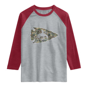 Arrowhead Hunter Native American Camouflage USA Flag Raglan Shirt