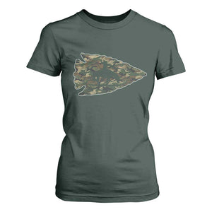 Arrowhead Hunter Native American Camouflage USA Flag T Shirt For Women