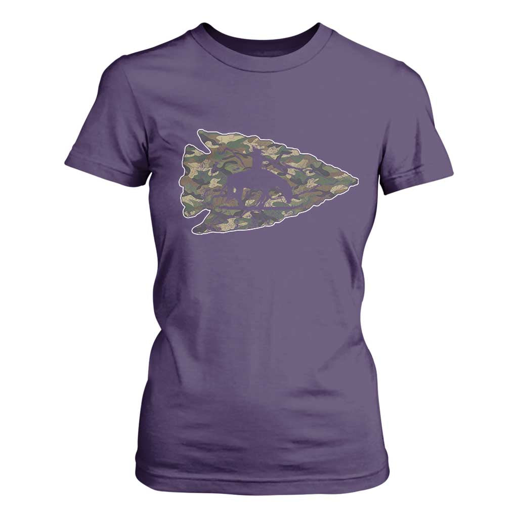 Arrowhead Hunter Native American Camouflage USA Flag T Shirt For Women