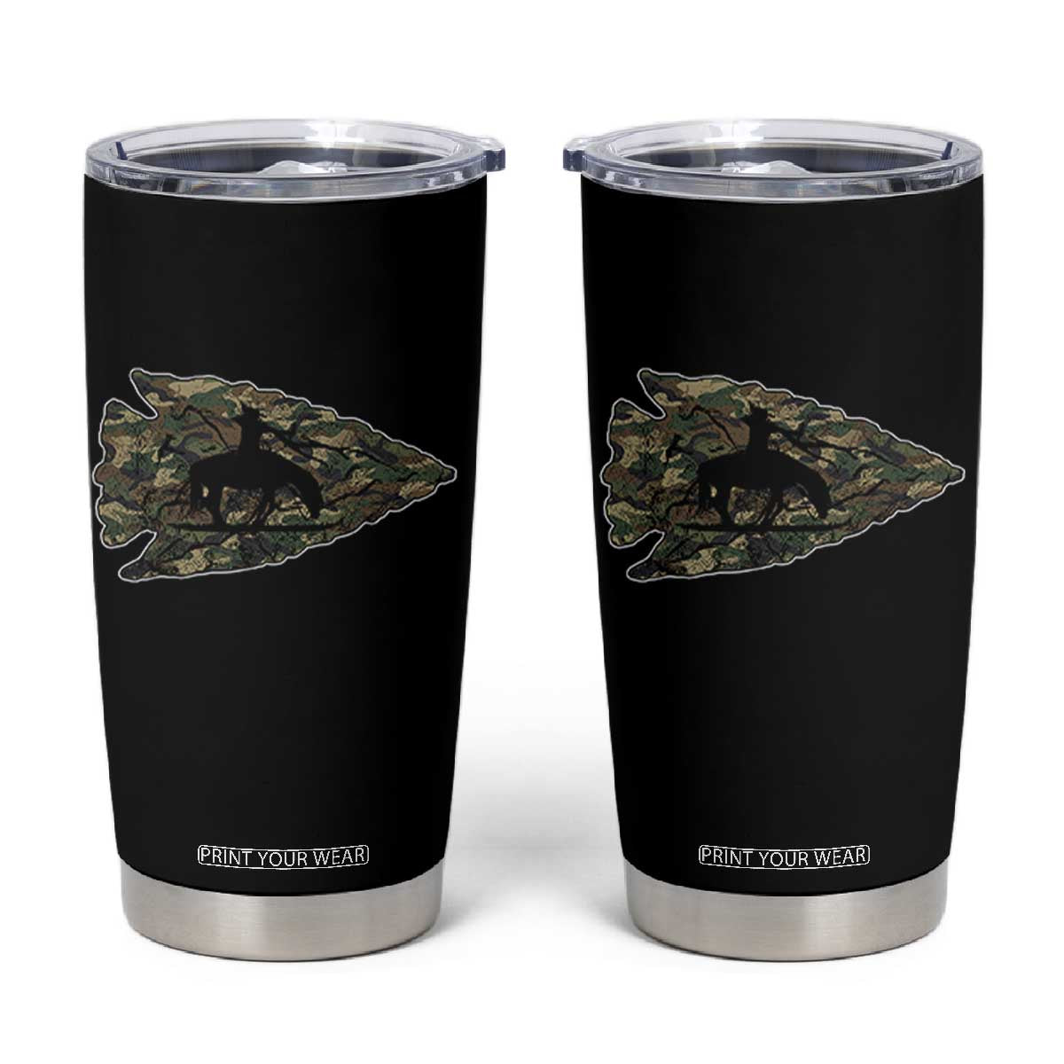 Arrowhead Hunter Native American Camouflage USA Flag Tumbler Cup TS14 Black Print Your Wear
