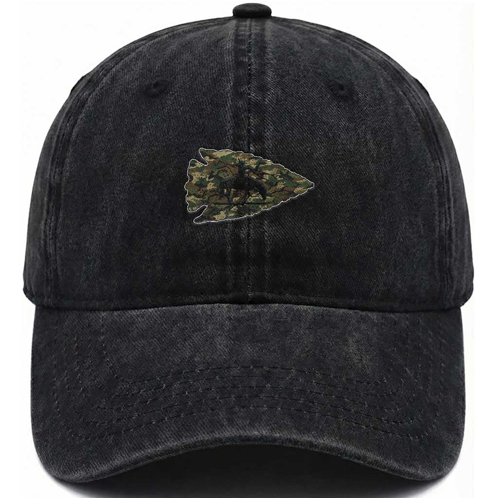 Arrowhead Hunter Native American Camouflage USA Flag Washed Cotton Baseball Cap TS14 Print Your Wear