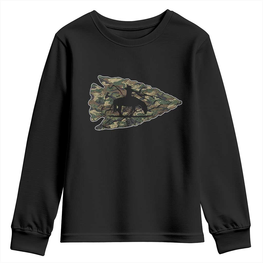 Arrowhead Hunter Native American Camouflage USA Flag Youth Sweatshirt TS14 Black Print Your Wear