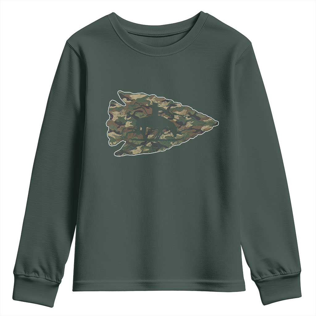 Arrowhead Hunter Native American Camouflage USA Flag Youth Sweatshirt