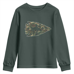 Arrowhead Hunter Native American Camouflage USA Flag Youth Sweatshirt