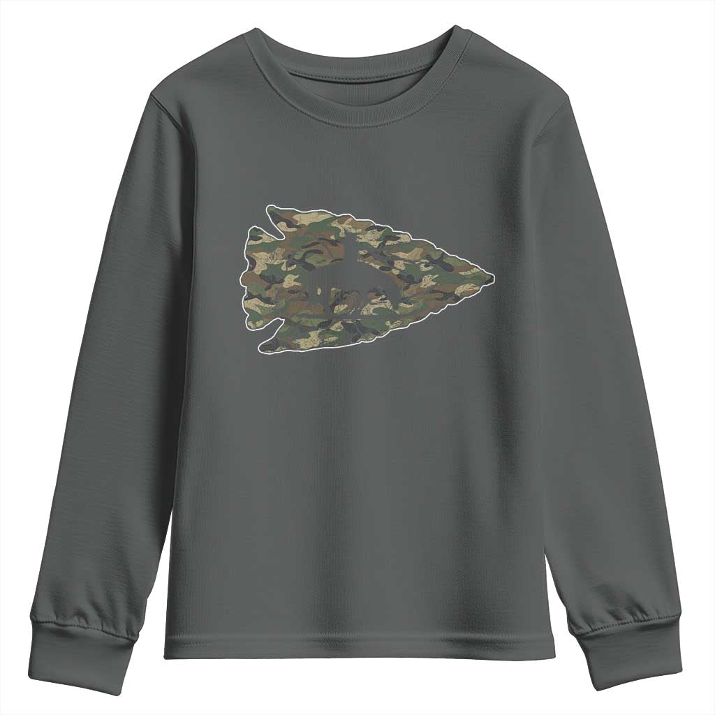 Arrowhead Hunter Native American Camouflage USA Flag Youth Sweatshirt