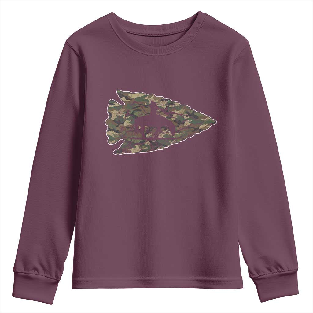 Arrowhead Hunter Native American Camouflage USA Flag Youth Sweatshirt