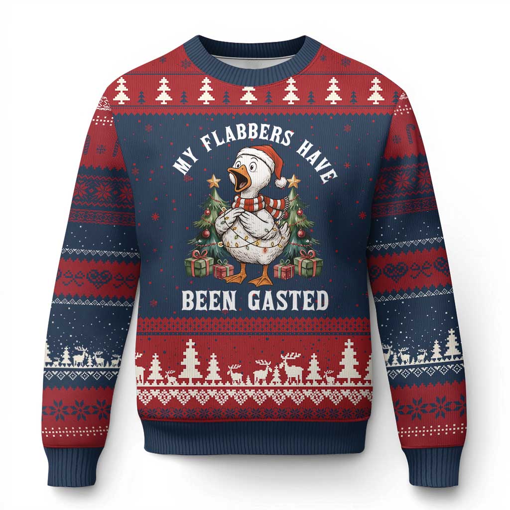 My Flabbers Have Been Gasted Ugly Christmas Sweater Funny Goose Xmas TS14 Navy Red Print Your Wear