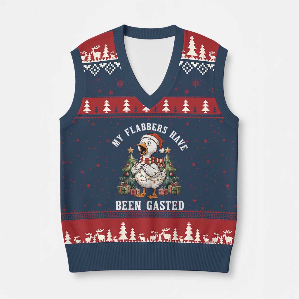 My Flabbers Have Been Gasted V-Neck Knit Sweater Vest Funny Goose Xmas TS14 Navy Red Print Your Wear
