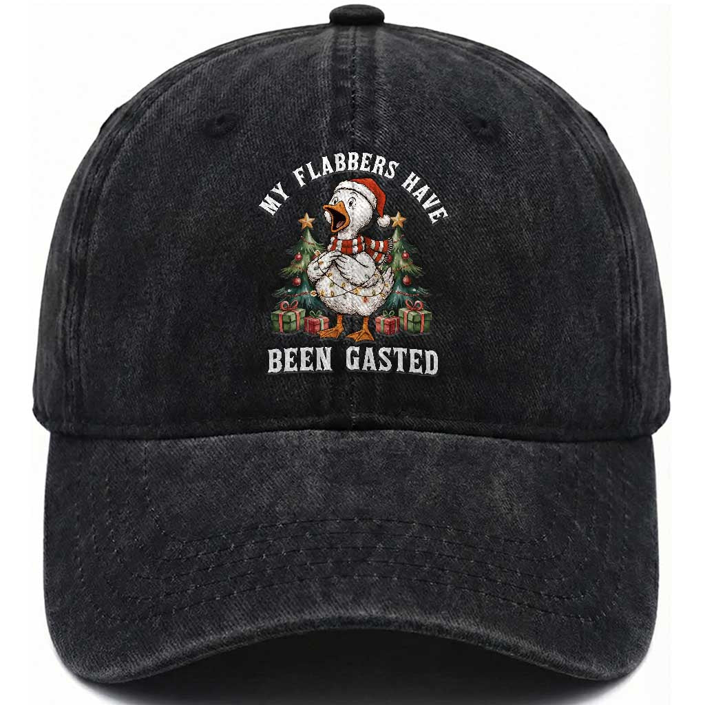 My Flabbers Have Been Gasted Washed Cotton Baseball Cap Funny Goose Christmas TS14 Washed Cap Universal Fit Black Print Your Wear