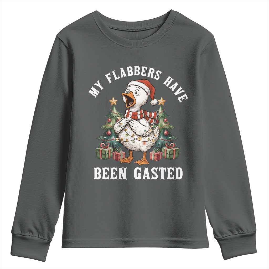 My Flabbers Have Been Gasted Youth Sweatshirt Funny Goose Christmas TS14 Dark Heather Print Your Wear