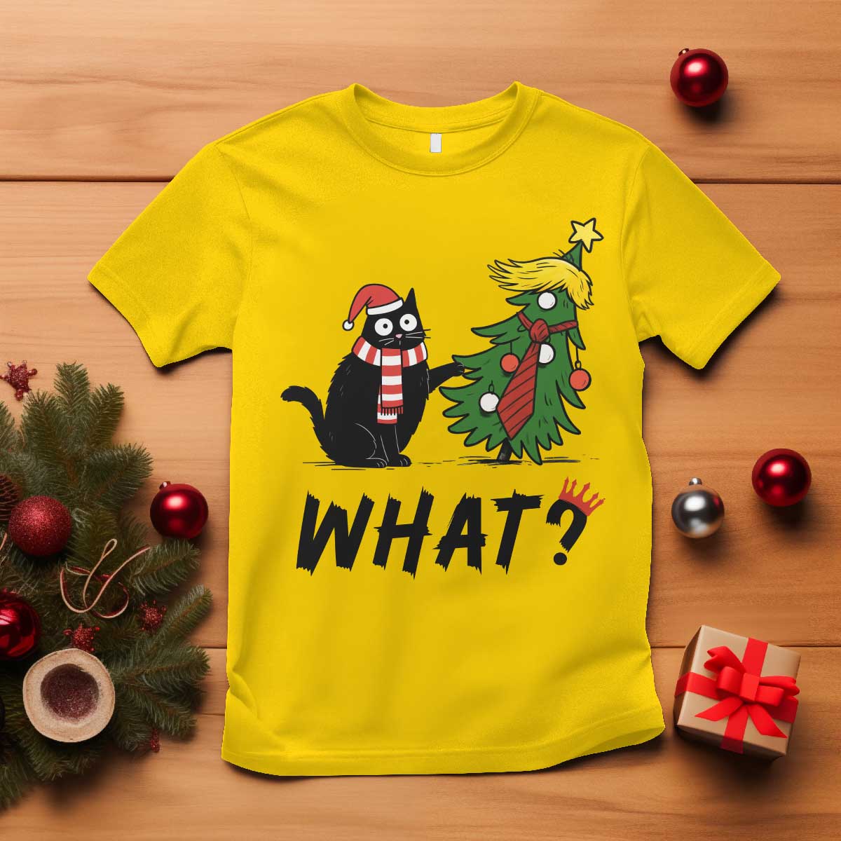 Black Cat What Christmas T Shirt Anti Trump Protest - Print Your Wear