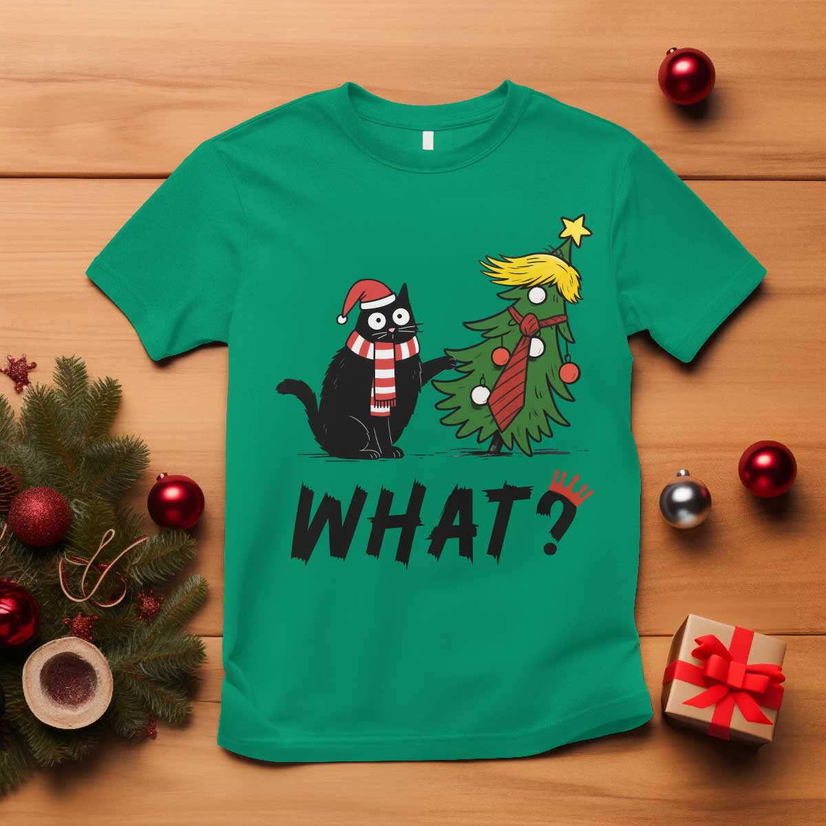 Black Cat What Christmas T Shirt Anti Trump Protest - Print Your Wear