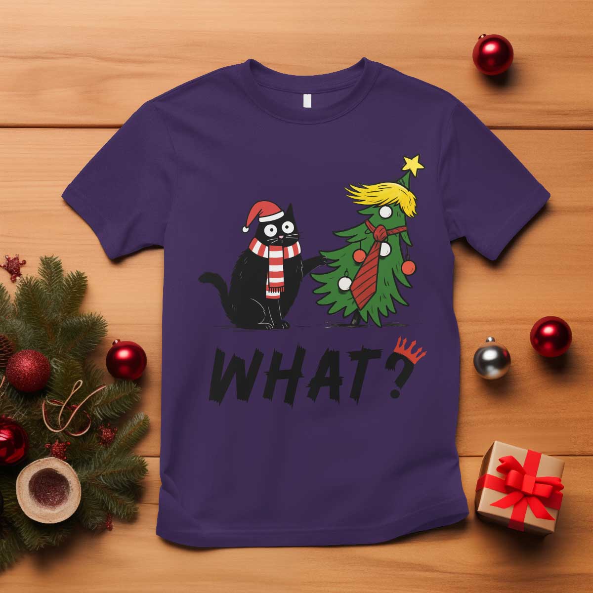Black Cat What Christmas T Shirt Anti Trump Protest TS14 Purple Print Your Wear