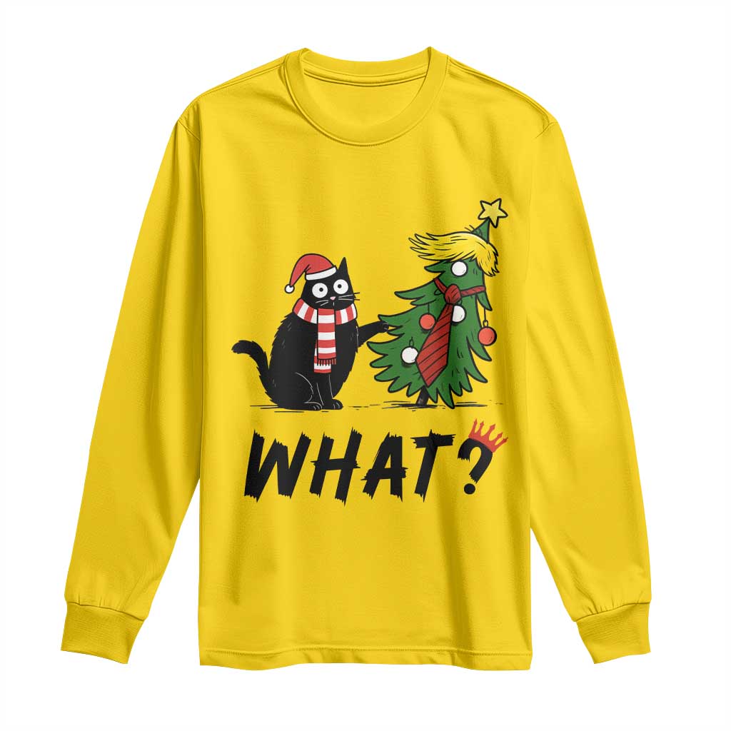 Black Cat What Christmas Long Sleeve Shirt Anti Trump Protest - Print Your Wear