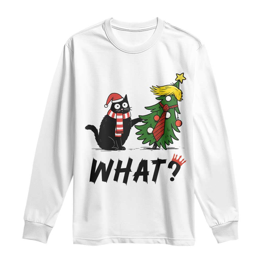 Black Cat What Christmas Long Sleeve Shirt Anti Trump Protest - Print Your Wear