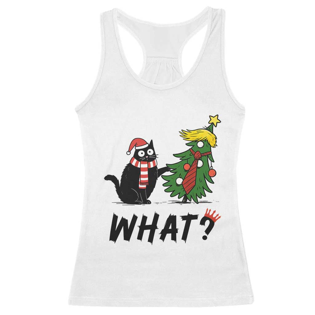 Black Cat What Christmas Racerback Tank Top Anti Trump Protest TS14 White Print Your Wear