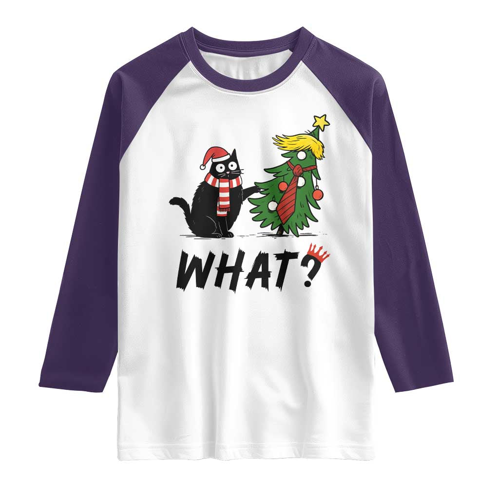 Black Cat What Christmas Raglan Shirt Anti Trump Protest TS14 White Purple Print Your Wear