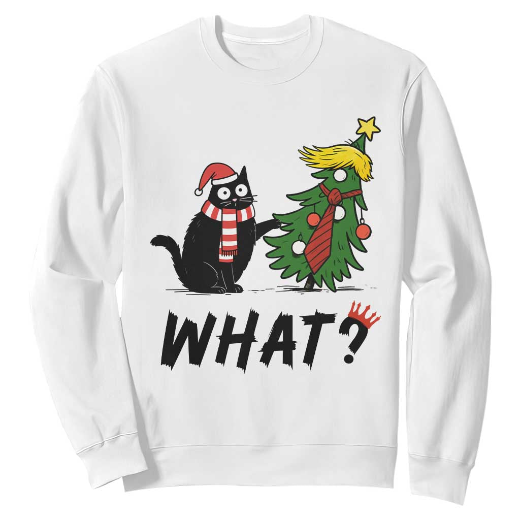 Black Cat What Christmas Sweatshirt Anti Trump Protest - Print Your Wear