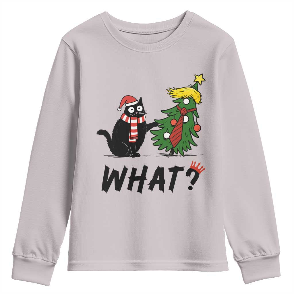 Black Cat What Christmas Youth Sweatshirt Anti Trump Protest TS14 Ice Gray Print Your Wear
