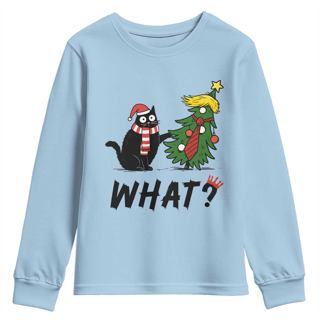 Black Cat What Christmas Youth Sweatshirt Anti Trump Protest TS14 Light Blue Print Your Wear