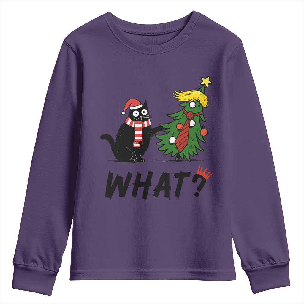 Black Cat What Christmas Youth Sweatshirt Anti Trump Protest TS14 Purple Print Your Wear