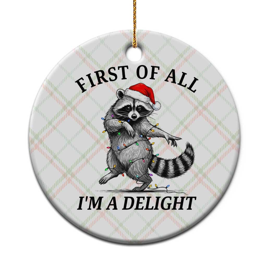 First Of All I Am A Delight Ceramic Ornament Funny Christmas Raccoon TS14 1pc Christmas Plaid Print Your Wear