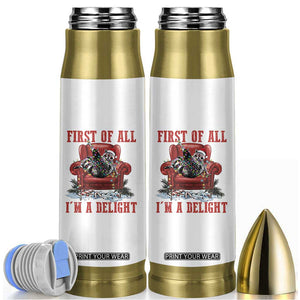 First Of All I Am A Delight Bullet Tumbler Funny Raccoon Christmas Meme TS14 White Print Your Wear