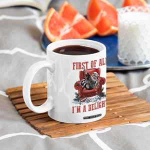 First Of All I Am A Delight Coffee Mug Funny Raccoon Christmas Meme TS14 Print Your Wear