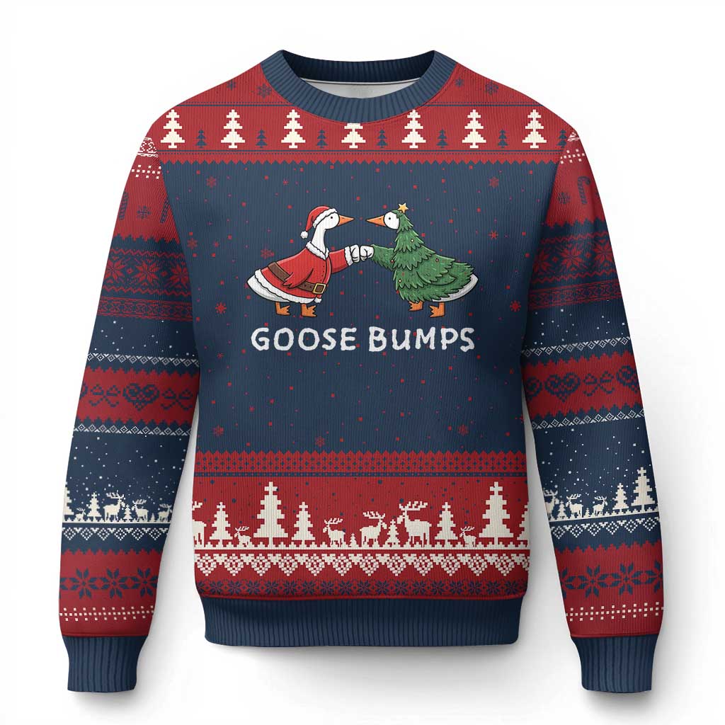 Christmas Goose Bumps Holiday Season Ugly Christmas Sweater TS14 Navy Red Print Your Wear
