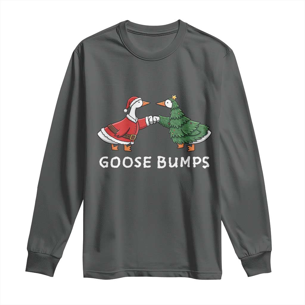 Christmas Goose Bumps Holiday Season Long Sleeve Shirt TS14 Dark Heather Print Your Wear